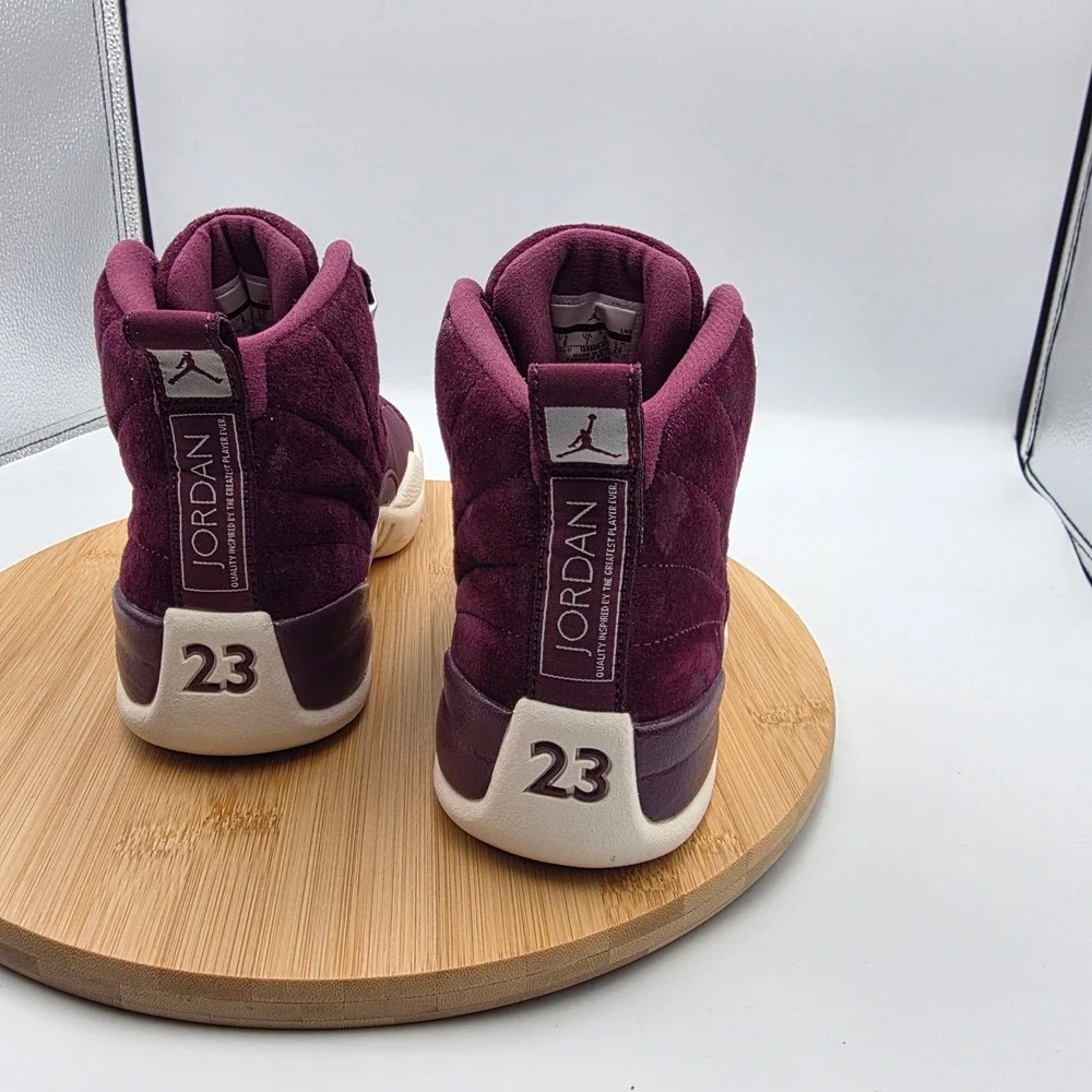 Jordan 12 Retro Bordeaux Burgundy Suede Sneakers 130690-617 Mens 8